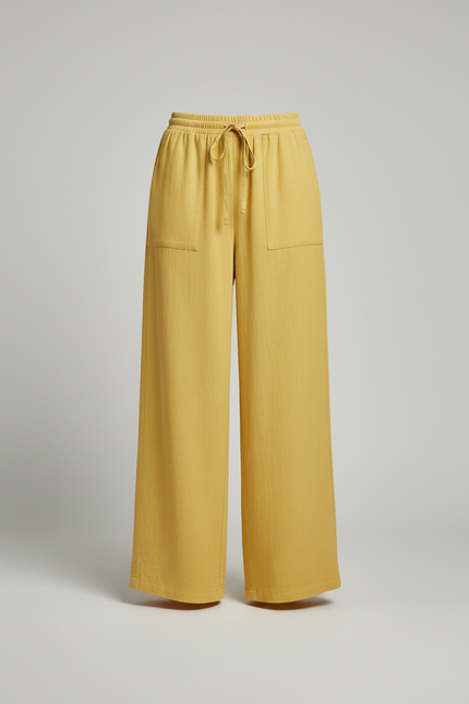 Pantalon Fluide Moutarde Femme - Jaune Lin - vue 3