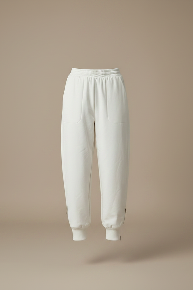 Pantalon Fluide Blanc Ample Décontracté Hiver Femme - Molleton - vue 3