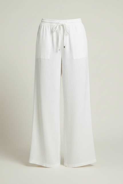 Pantalon Fluide Blanc Ample Lin Décontracté Femme - vue 3