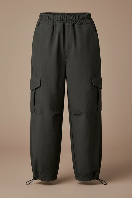 Pantalon Fluide Cargo Ample Coton Garçon - Kaki Polyester - vue 3