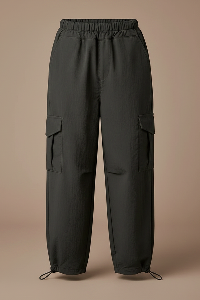 Pantalon Fluide Cargo Ample Coton Garçon - Kaki Polyester - vue 3