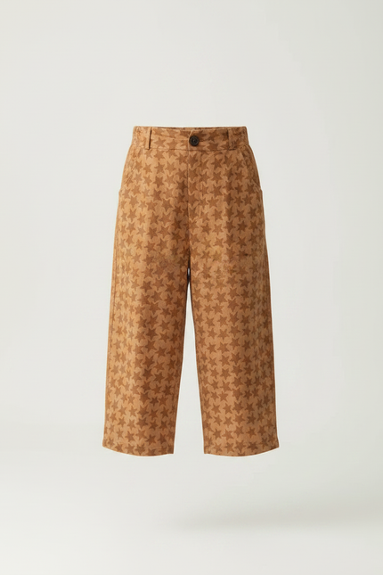 Pantalon Fluide Marron Étoiles Ample Coton Enfant - vue 3