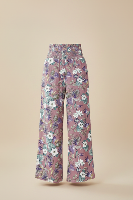 Pantalon Fluide Rose Floral Ample Bohème Femme - Viscose - vue 3