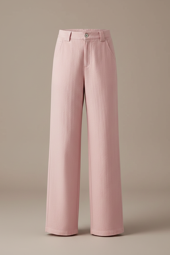 Pantalon Fluide Rose Ample Décontracté Lin Fille - vue 3