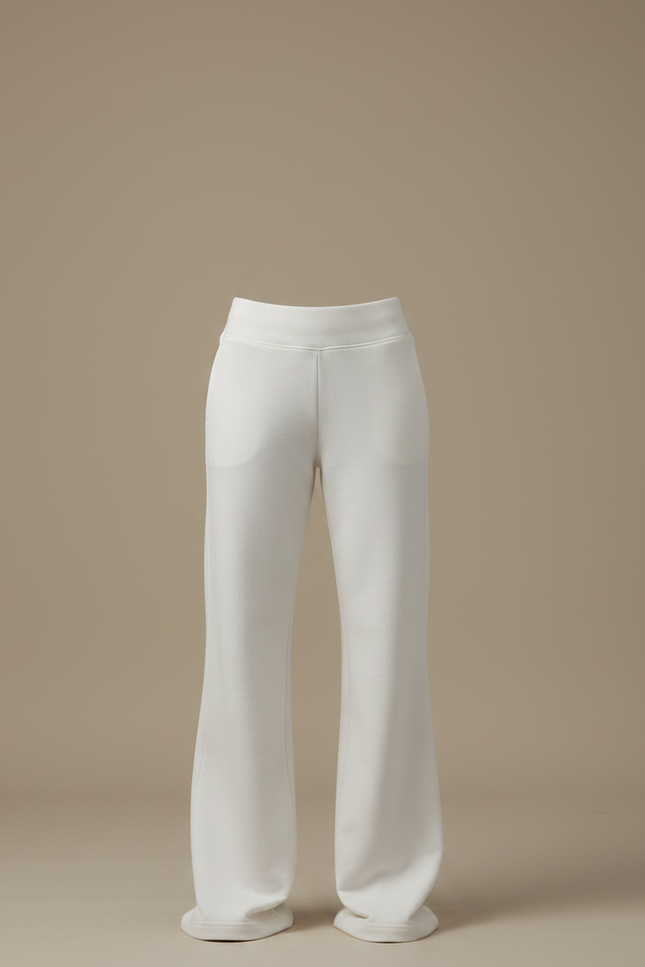Pantalon Fluide Blanc Ample Confortable Évasé Élégant - Molleton - vue 3
