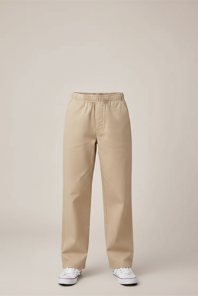 Pantalon Fluide Beige Coton Décontracté Enfant - vue 3