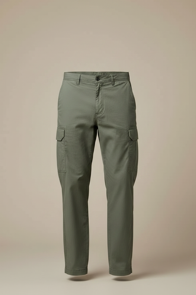 Pantalon Fluide Cargo Vert Ample Décontracté Coton - vue 3
