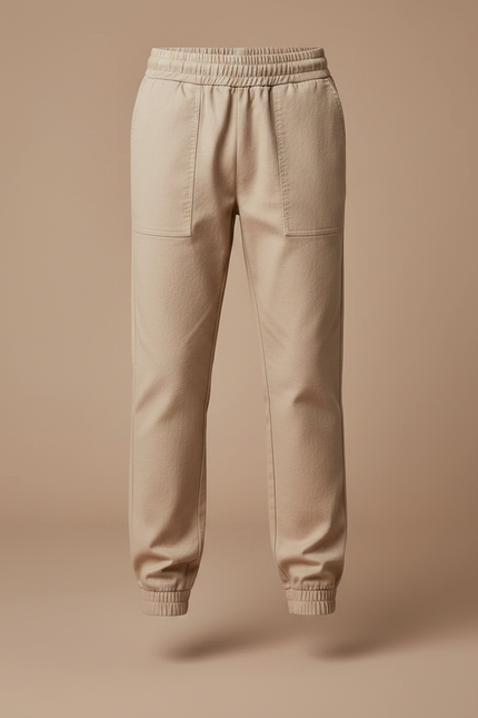 Pantalon Fluide Beige Coton Jogger Décontracté Enfant - vue 3