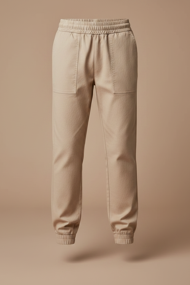 Pantalon Fluide Beige Coton Jogger Décontracté Enfant - vue 3