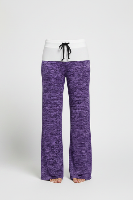 Pantalon Fluide Violet Chiné Ample Confortable Yoga Femme - Polyester - vue 3