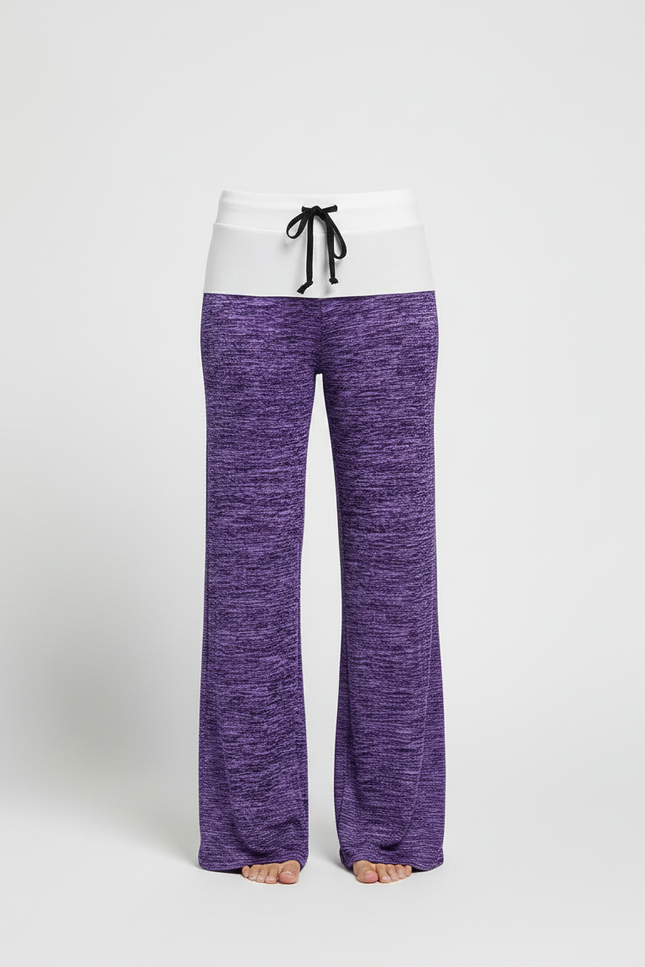 Pantalon Fluide Violet Chiné Ample Confortable Yoga Femme - Polyester - vue 3