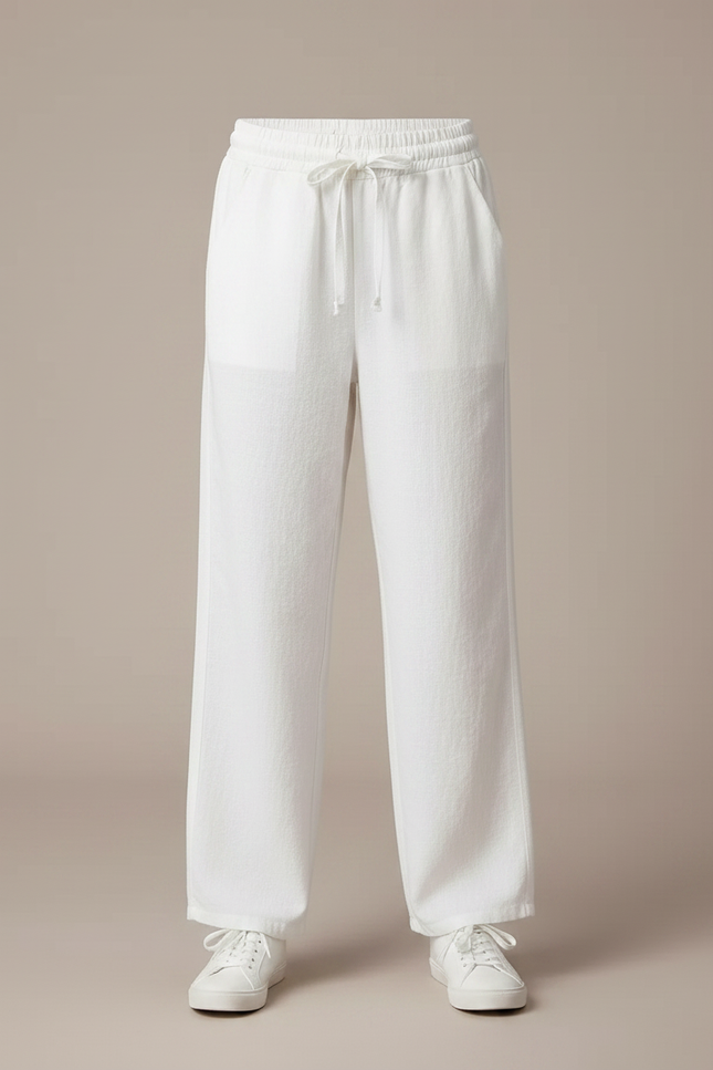 Pantalon Fluide Blanc Ample Coton Fille - vue 3