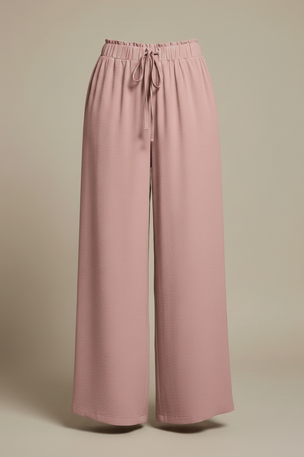 Pantalon Fluide Rose Ample Décontracté Cordon - Viscose - vue 3