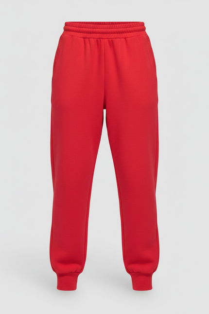 Pantalon Fluide Rouge Ample Cordon Sport Décontracté - Molleton - vue 3