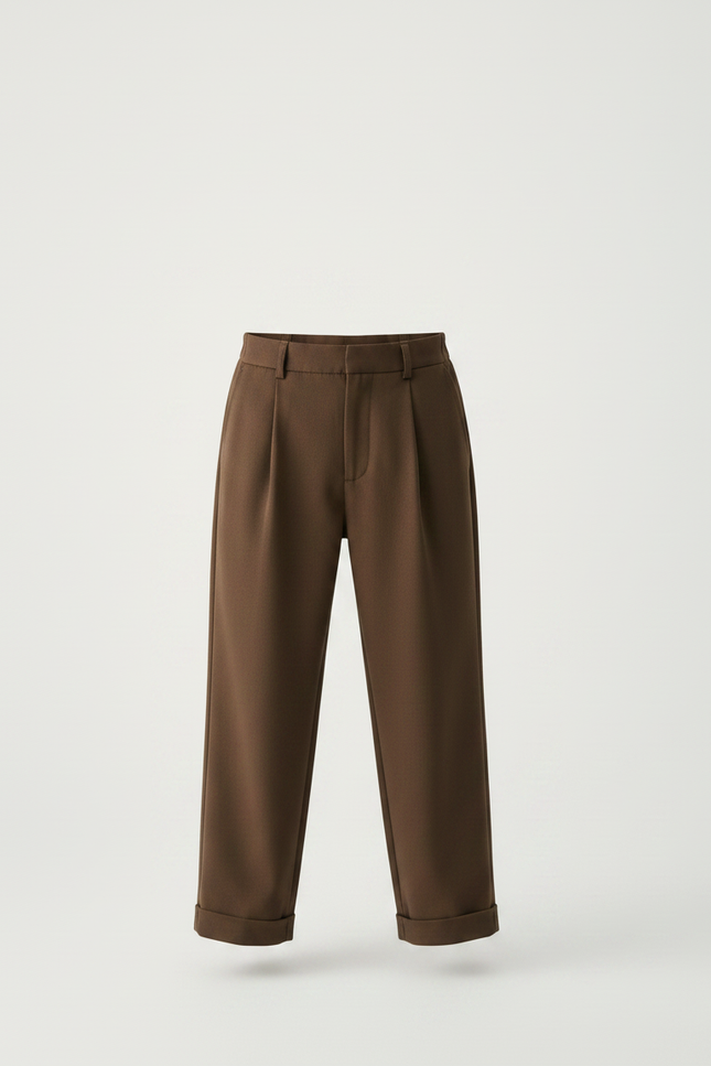 Pantalon Fluide Garçon Marron Coupe Ample Viscose - Gabardine - vue 3