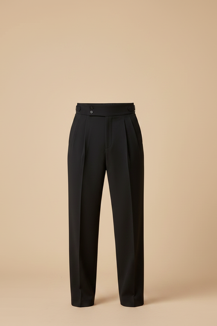 Pantalon Fluide Homme Noir Taille Haute Plissé Elégant - Polyester - vue 3