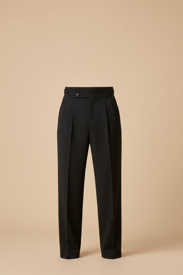 Pantalon Fluide Homme Noir Taille Haute Plissé Elégant - Polyester - vue 3