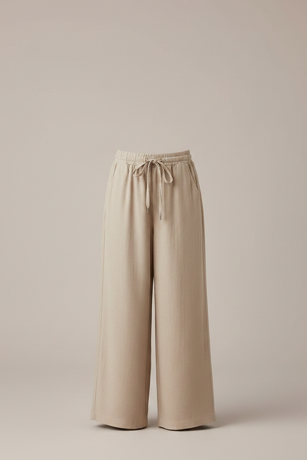 Pantalon Fluide Beige Cordon Ample Casual Fille - Maille - vue 3