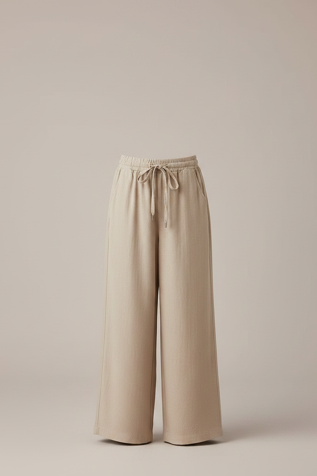 Pantalon Fluide Beige Cordon Ample Casual Fille - Maille - vue 3
