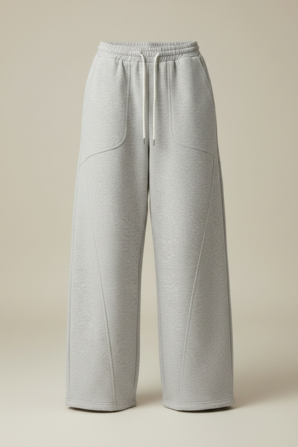 Pantalon Fluide Gris Ample Cordon Streetwear Décontracté - Molleton - vue 3