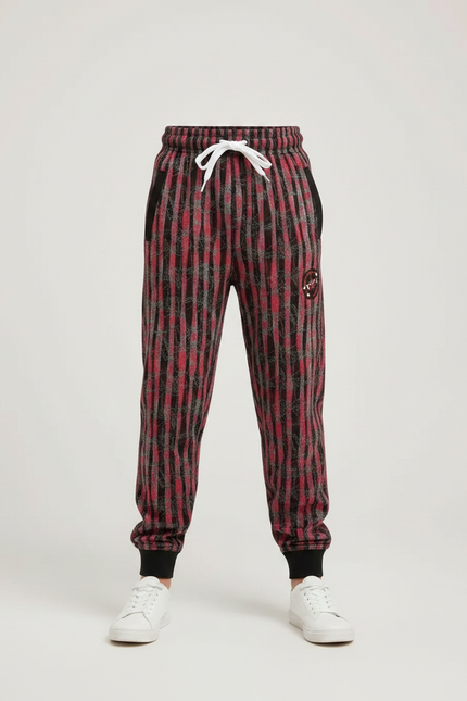 Pantalon Fluide Rayé Rouge Noir Ample Décontracté Enfant - Multicolore Molleton - vue 3