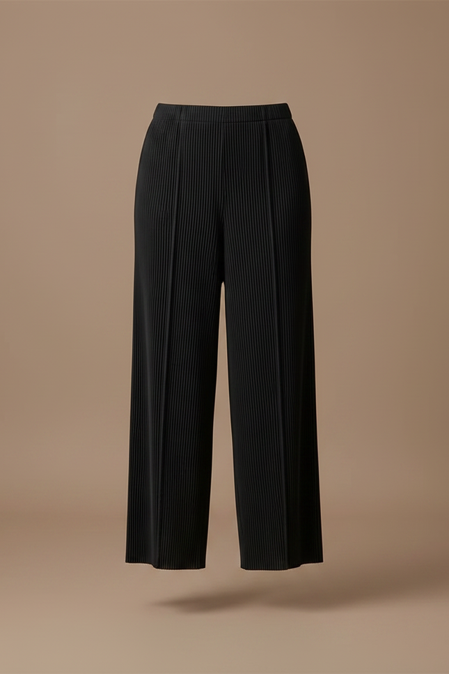 Pantalon Fluide Femme Noir Palazzo Polyester Chic Mi-saison 2 - vue 3