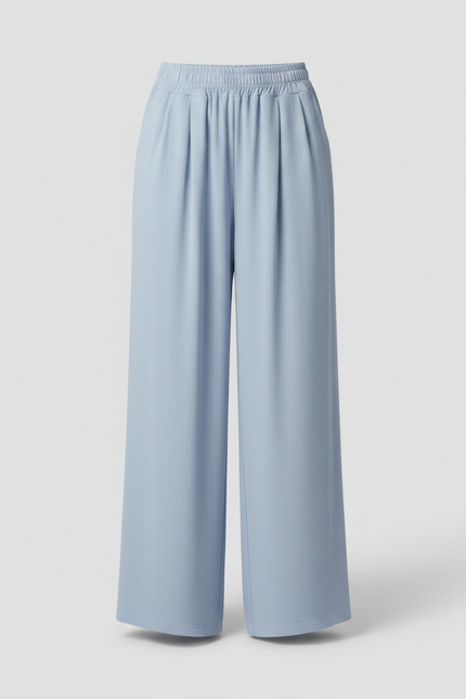 Pantalon Fluide Bleu Ciel Ample Drapé Décontracté Léger - Viscose - vue 3