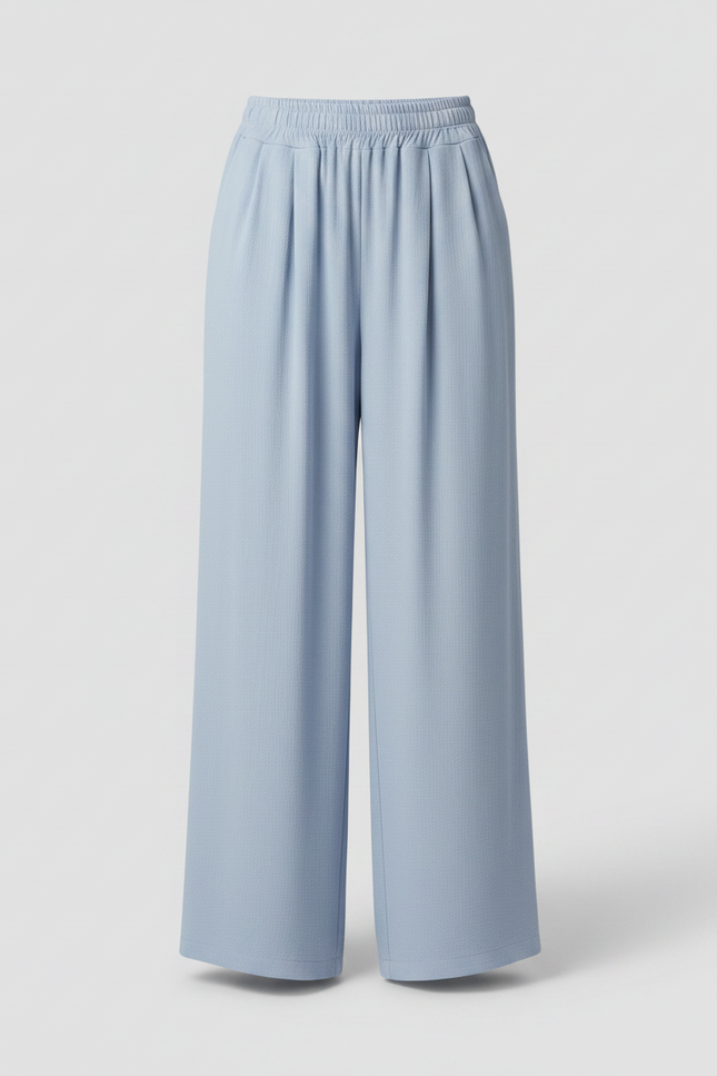 Pantalon Fluide Bleu Ciel Ample Drapé Décontracté Léger - Viscose - vue 3