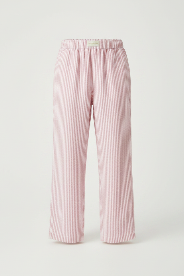 Pantalon Fluide Rose Rayé Ample Coton Décontracté Fille - Lin - vue 3