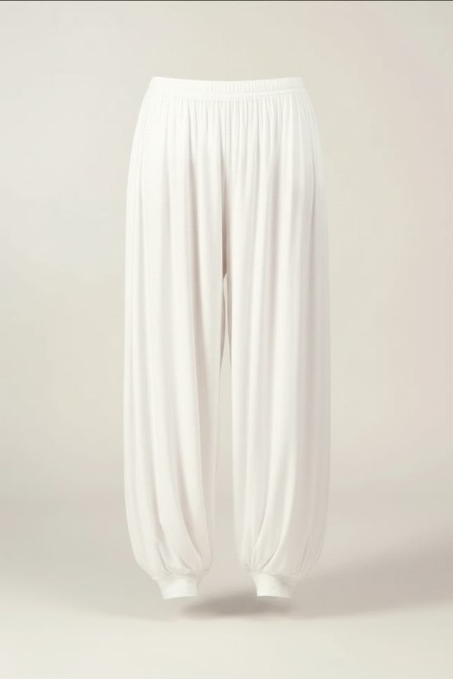 Pantalon Fluide Blanc Ample Sarouel Décontracté - Maille - vue 3