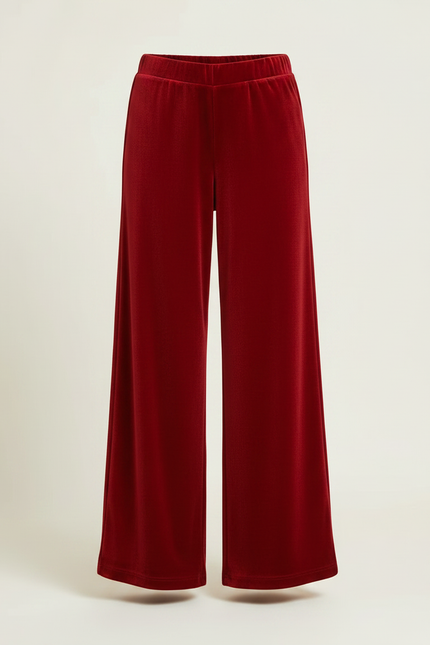 Pantalon Fluide Velours Rouge Ample Fille - vue 3