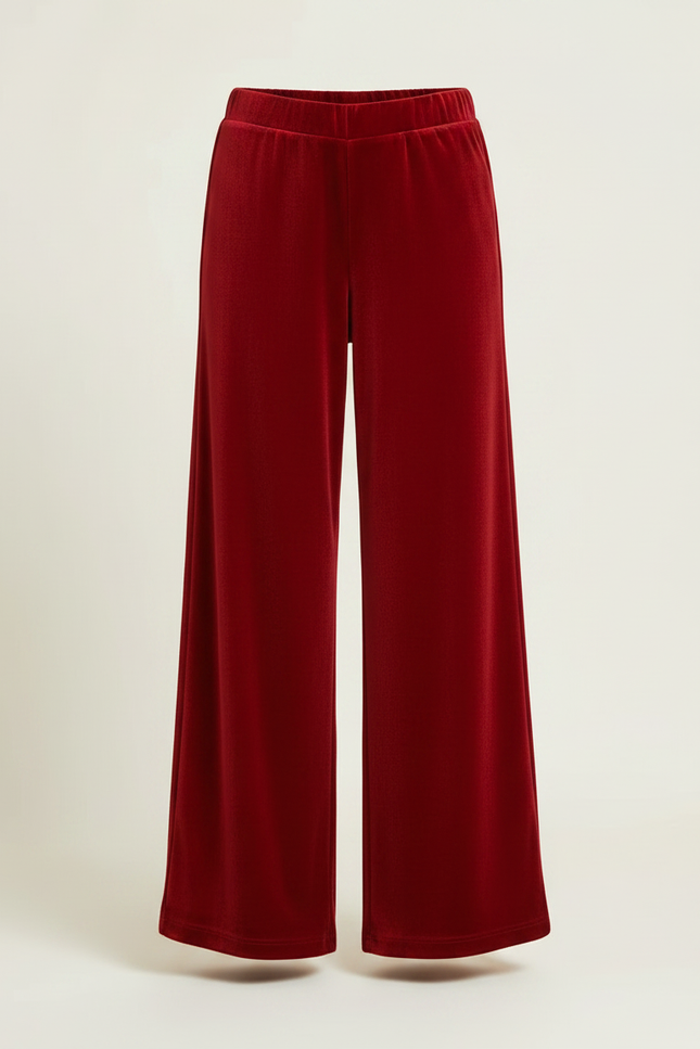 Pantalon Fluide Velours Rouge Ample Fille - vue 3