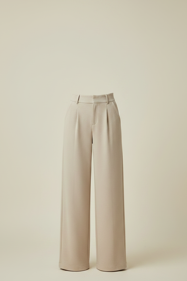 Pantalon Fluide Laine Femme - Beige - vue 3