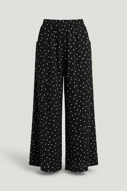 Pantalon Fluide Noir Ample Pois Enfants Décontracté - Viscose - vue 3