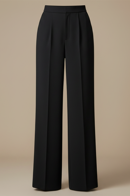 Pantalon Fluide Noir Ample Taille Haute Simple - Polyester - vue 3