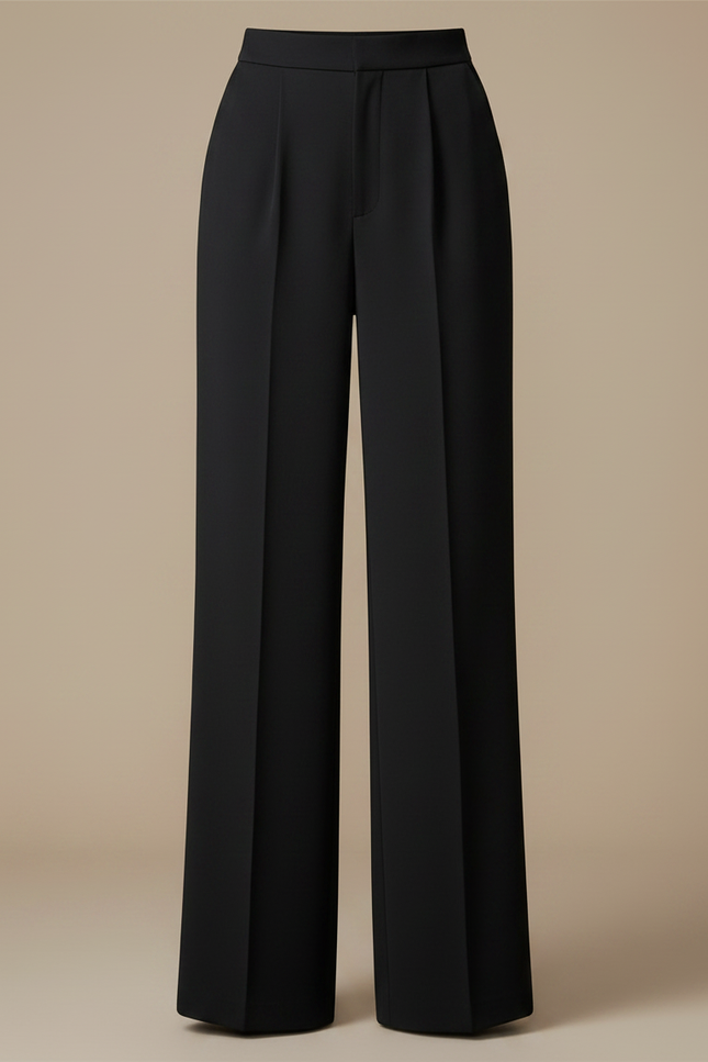 Pantalon Fluide Noir Ample Taille Haute Simple - Polyester - vue 3
