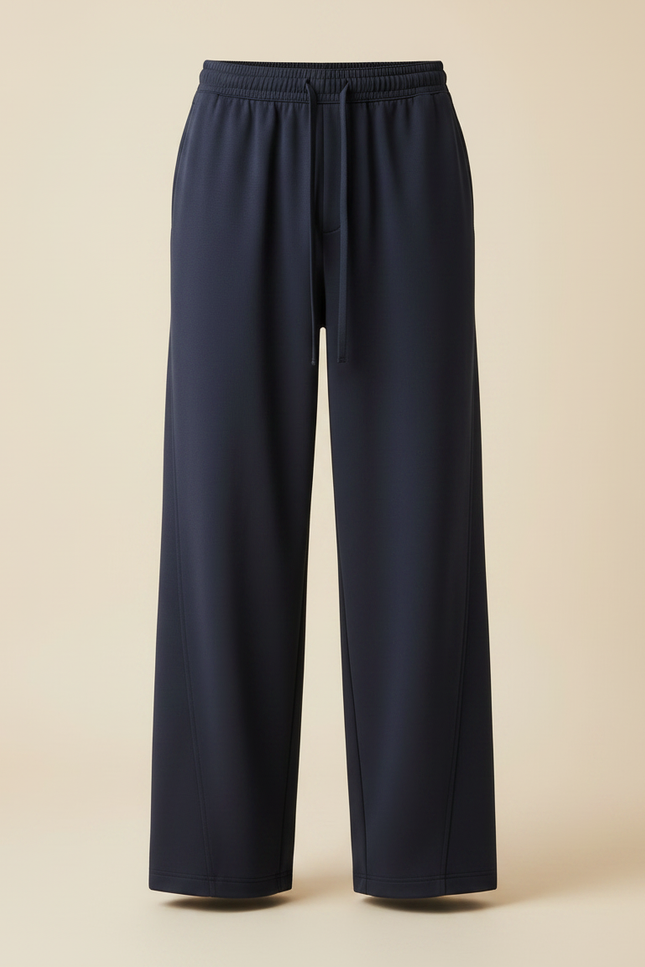 Pantalon Fluide Homme Bleu Marine Palazzo - Polyester - vue 3
