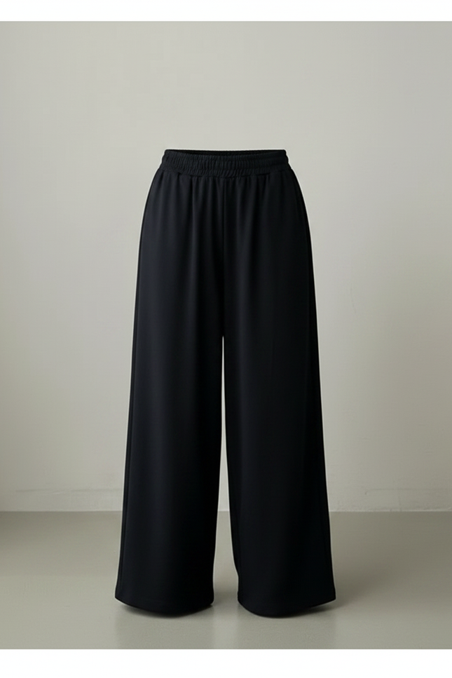 Pantalon Fluide Noir Ample Confortable Décontracté Femme - Viscose - vue 3