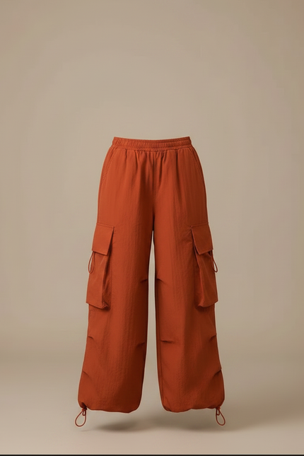 Pantalon Fluide Cargo Ample Orange Enfant - Polyester - vue 3