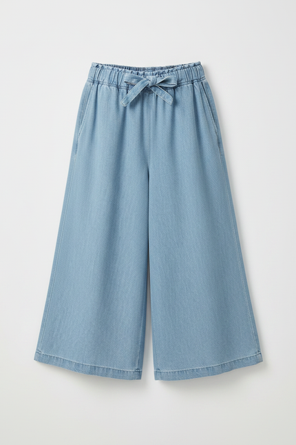 Pantalon Fluide Denim Bleu Ample Cordon Fille - Jean - vue 3