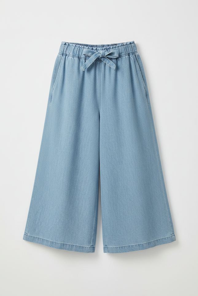 Pantalon Fluide Denim Bleu Ample Cordon Fille - Jean - vue 3