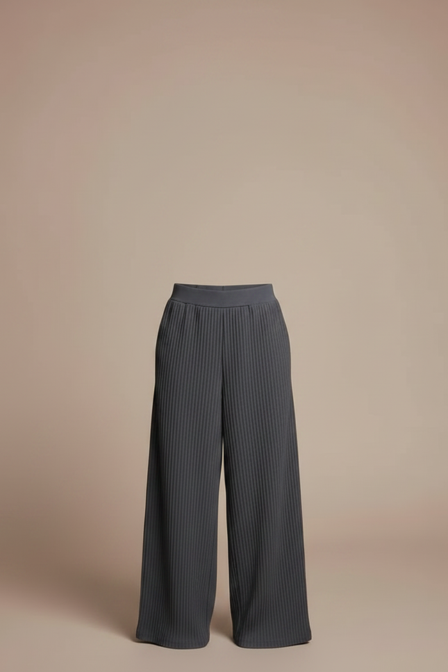 Pantalon Fluide Plissé Gris Ample Décontracté Enfant - Polyester - vue 3
