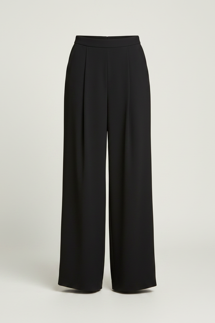 Pantalon Fluide Noir Ample Plissé Décontracté Femme - Viscose - vue 3