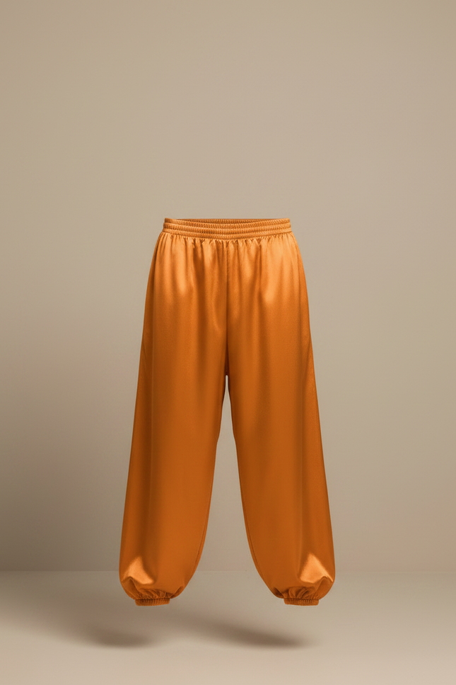 Pantalon Fluide Satiné Ample Orange Scène Homme - vue 3