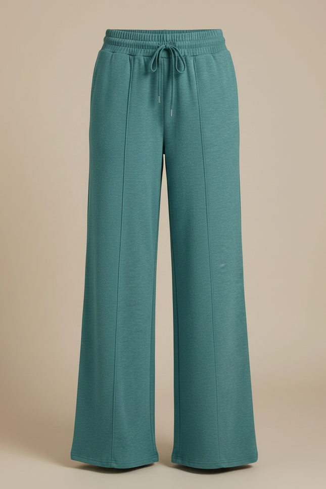Pantalon Fluide Vert Ample Cordon Poches Décontracté - Molleton - vue 3