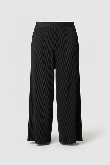 Pantalon Fluide Noir Plissé Ample Décontracté Homme - Polyester - vue 3
