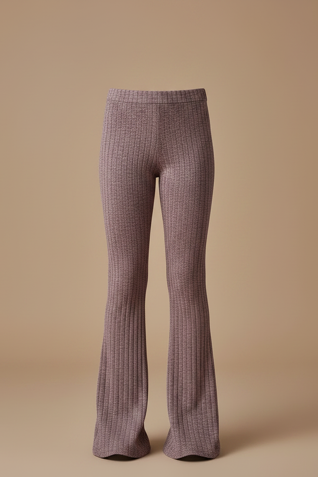 Pantalon Fluide Côtelé Évasé Rose Confortable Fille - Maille - vue 3