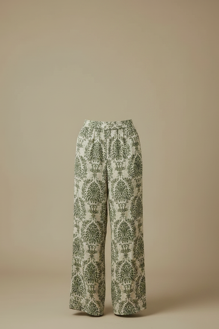 Pantalon Fluide Vert Imprimé Ample Confortable Léger - Viscose - vue 3