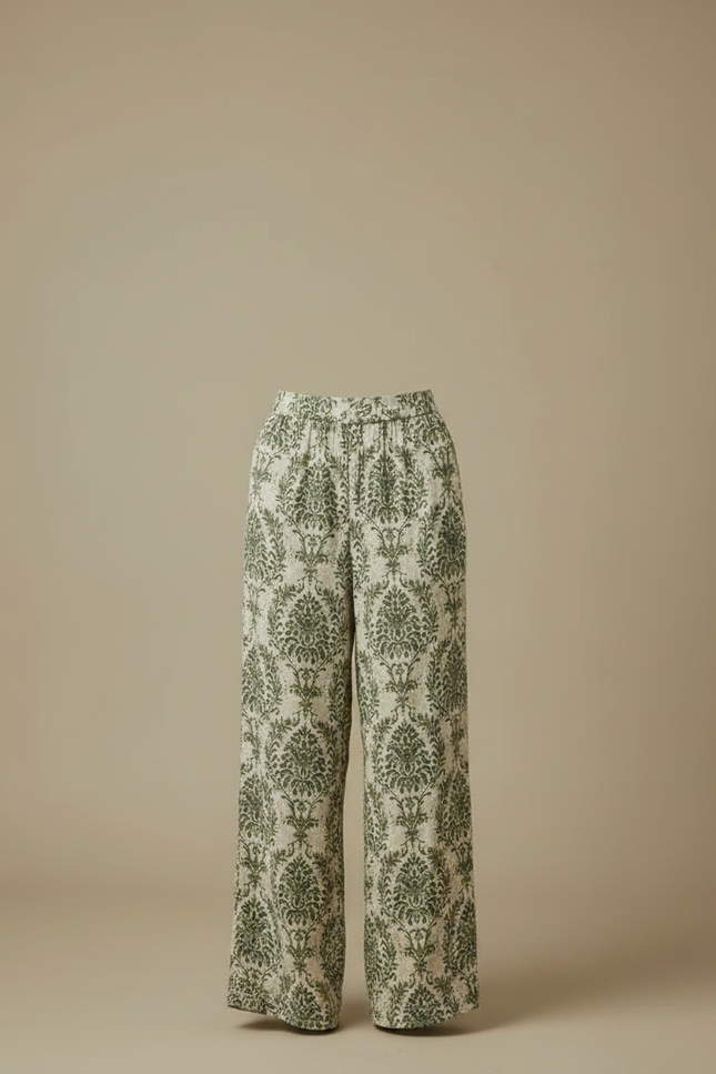 Pantalon Fluide Vert Imprimé Ample Confortable Léger - Viscose - vue 3