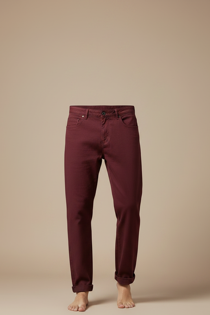 Pantalon Fluide Bordeau Coton Décontracté Homme Ample - Bordeaux - vue 3